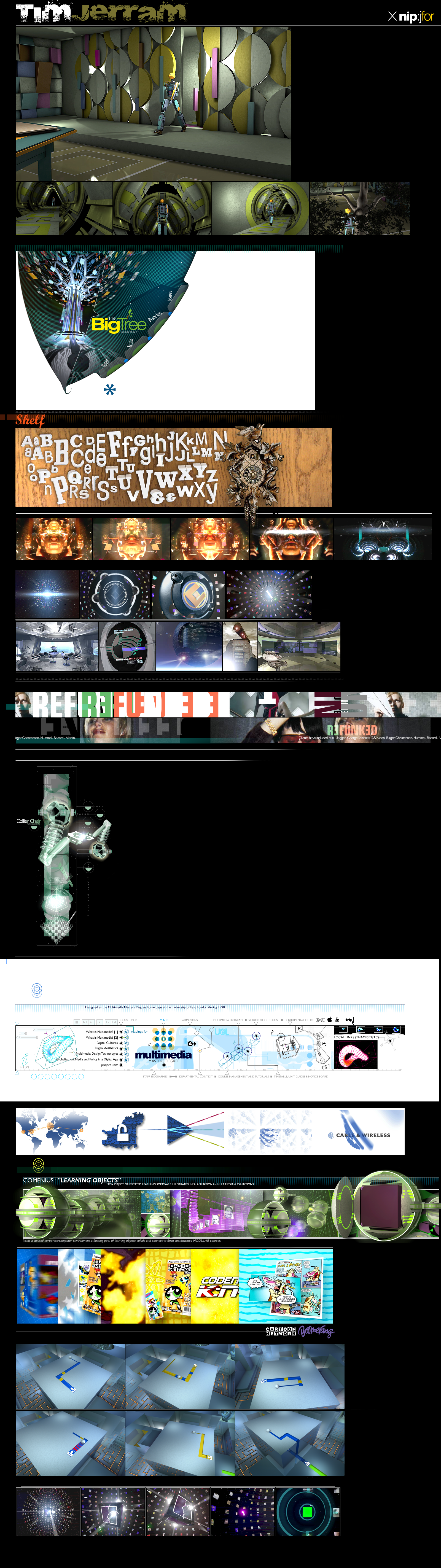 Background image made of many examples of my work in a big montage.